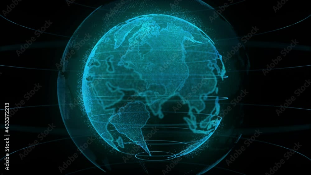 Poster digital earth rotating, global network connection technology digital abstract background.