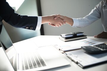 Image business mans handshake. Business partnership meeting successful concept.