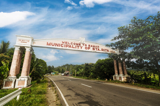 Santa Rita, Samar, Philippines - Jan 2019: The welcome arch of the town of Sta Rita.
