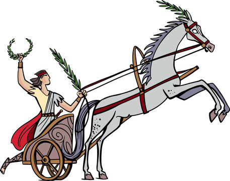 Roman chariot driver with a decorated horse