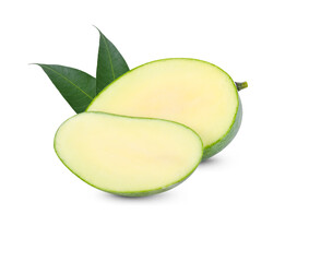 green mango on white background