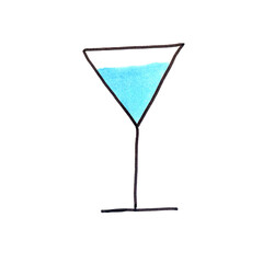 Glass of coctails. Hand draw illustration
