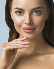 Obraz na płótnie Canvas Woman face eyes healthy beauty skin natural clean make up skin care