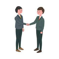 握手をしているビジネスマンの全身イラスト