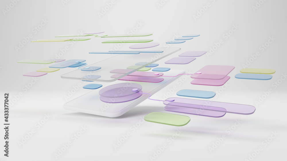 Wall mural ux ui flowchart connection node graphic designer creative planning application process development d