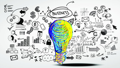 Light bulb Idea. plan think analyze creative startup business. illustration Creativity modern Concept Vector.