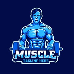 Muscle esport logo mascot design
