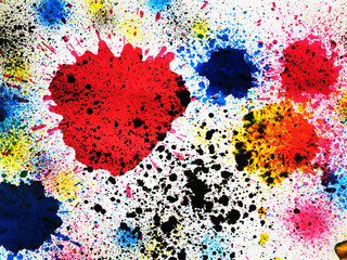 real cmyk ink spots from the printer