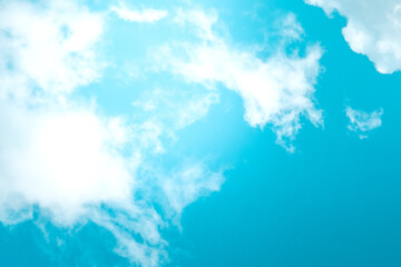 Blue sky with white clouds, windy weather on a spring day