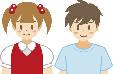 【家族ベクターイラスト素材】小学生くらいの男の子と女の子のイラスト【人物】