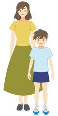 【家族ベクターイラスト素材】母子家庭のイラスト【人物】