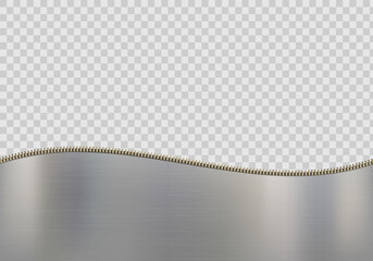 Zipper on a metal background. Vector illustration.