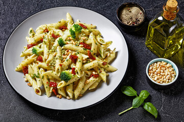 tasty Broccoli pesto pasta on a plate