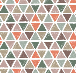Triangle hand made seamless pattern. Vector illustration.