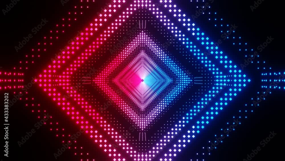 Poster 4k video animation of a beautiful sci-fi cube shape tunnel made up of pattern and texture, seamless 