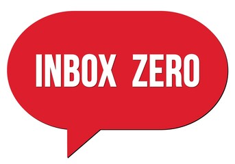 INBOX  ZERO text written in a red speech bubble