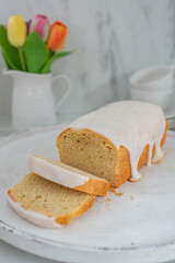 Homemade pound cake with vanilla and organic lemons