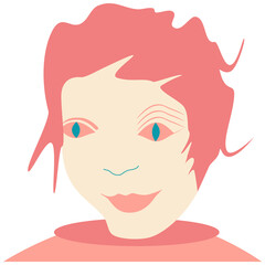 Woman or man face Surreal contemporary portrait. Isolated vector illustration on white background.