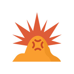 Blasting in open cast quarry vector icon. Include smoke, dust. Explosion by dynamite to break destruction rock, stone, coal, earth to open pit mines for excavation, mining and construction industry. © DifferR