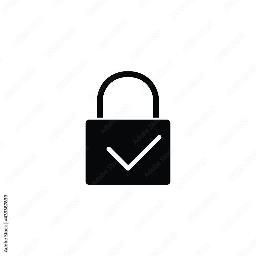 Poster lock icon line with check mark sign
