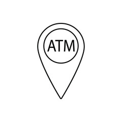 atm icon map point, destination with bank ATM sign 