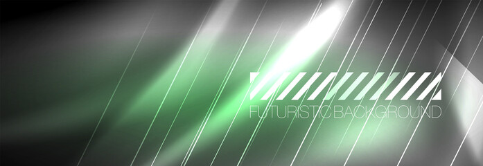 Neon glowing lines, magic energy and light motion background. Vector wallpaper template