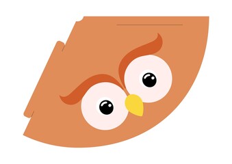 Printable owl paper hat. Party die cut template for birthday, christmas, baby shower. Fun accessory for entertainment. Print, cut and glue. Vector stock illustration.