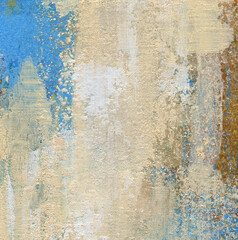 Abstract texture. Versatile artistic backdrop for creative design projects: posters, banners, invitations, cards, websites, wallpapers. Raster image. Mixed media. Blue and beige colors.