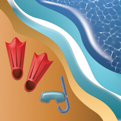 Strand mit tauch Brille.