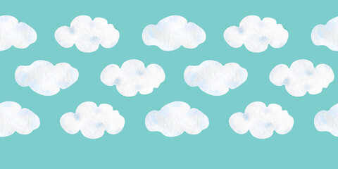 A set of watercolor seamless borders with avocado characters