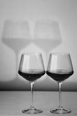 wine glasses on a black background