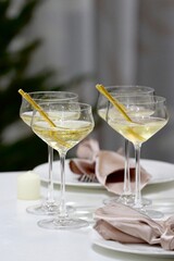 glass of champagne on table