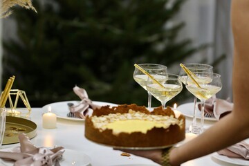 cake with champagne