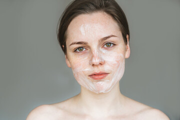 Woman soap face clean skin beauty spa skin care female portrait close up
