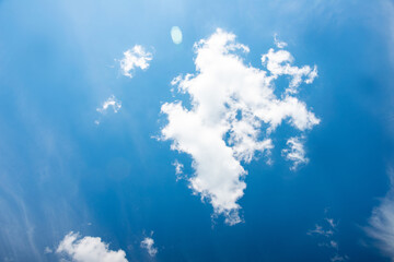 blue sky with fluffy clouds on a beautiful summer day - 433396849