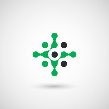 Vector isolated circle logo design template. Abstract dots symbol. Icon round shape.