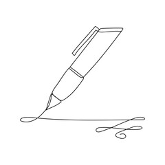 Fototapeta premium Continuous one line of pen in silhouette. Linear stylized. Minimal style. Education concept