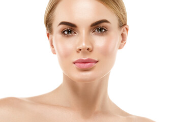 Fototapeta premium Beautiful woman with long healthy blonde hair beauty skin perfect eye lashes