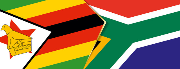 Zimbabwe and South Africa flags, two vector flags.