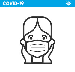 Protective mask line icon. Coronavirus. Virus, wearing mask, corona, pandemic, medical mask.