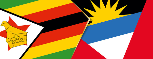 Zimbabwe and Antigua and Barbuda flags, two vector flags.