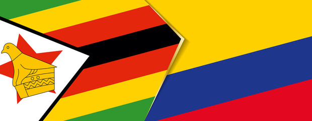 Zimbabwe and Colombia flags, two vector flags.