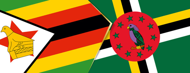 Zimbabwe and Dominica flags, two vector flags.