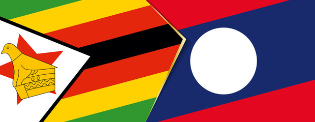 Zimbabwe and Laos flags, two vector flags.