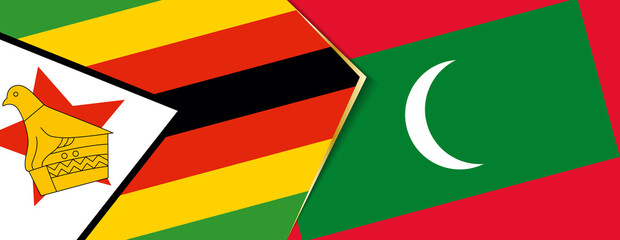 Zimbabwe and Maldives flags, two vector flags.