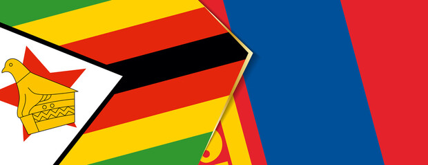 Zimbabwe and Mongolia flags, two vector flags.