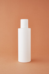White cosmetics mockup on beige background
