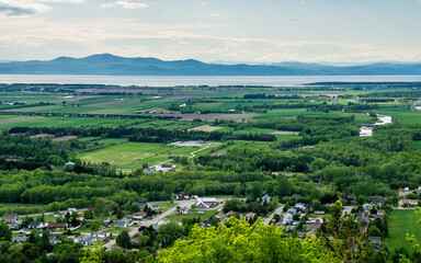View on the St Lawrence from the top of the Escalier de Trinité in La Pocatiere in Quebec (Canada)