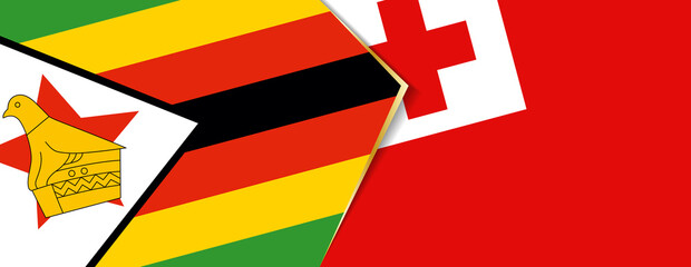 Zimbabwe and Tonga flags, two vector flags.