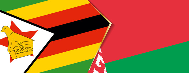 Zimbabwe and Belarus flags, two vector flags.